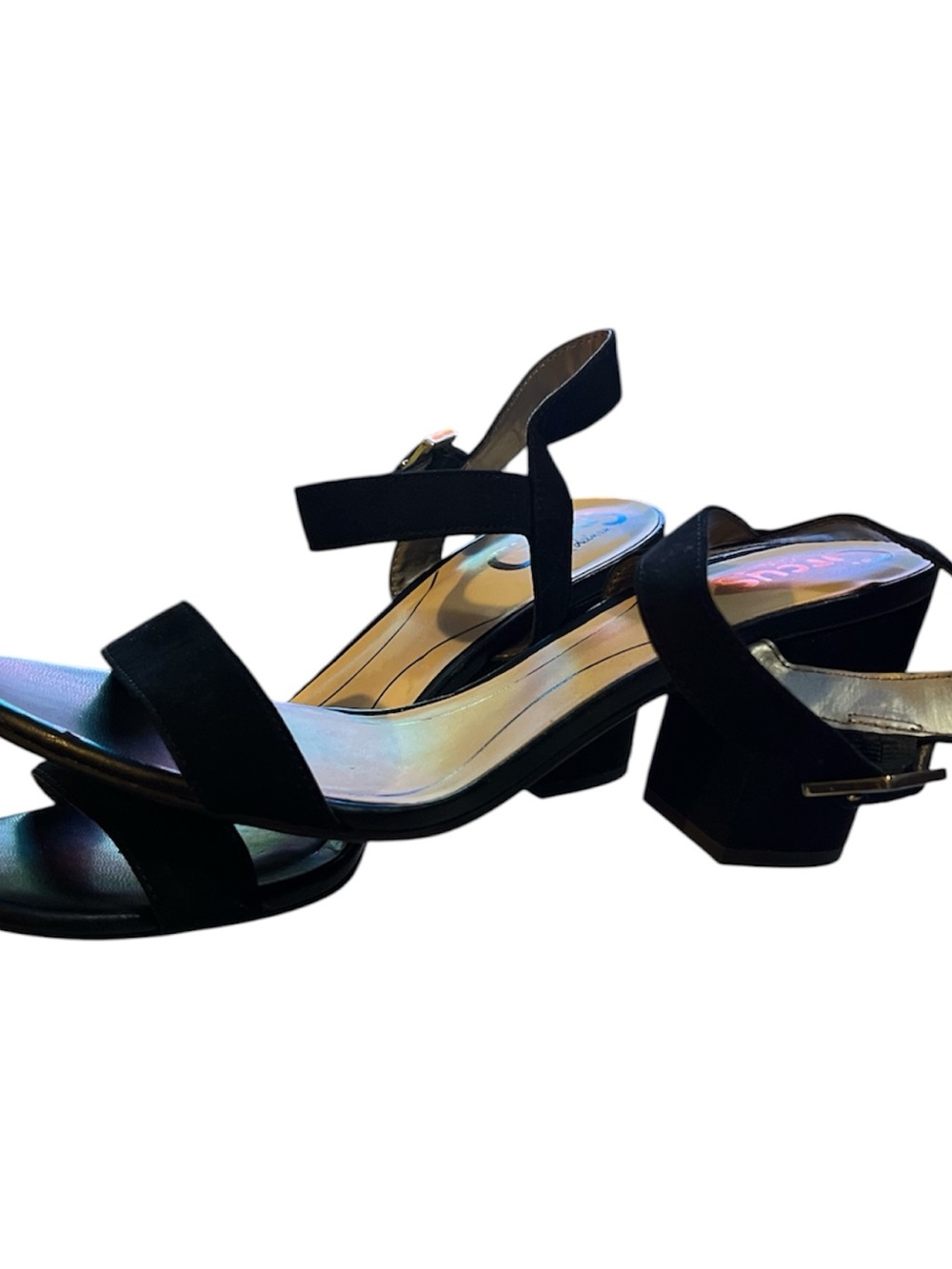 Circus by Sam Edelman Black Low Block Heel Strappy Sandals